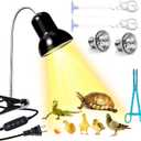 Reptile Heat Lamp Light, UVA UVB Reptile Light, Reptile Turtle Heating Lamps for Turtles Tortoise Lizards Snake Bird or Chick one Terrarium lamp Light +Two 25W Bulb+2 Clip+1tweezer