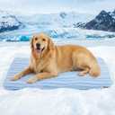 ZOMISIA Dog Cooling Mat XXL for Kennel Crate - Thin Portable Pet Cooling Pad, Breathable and Washable Cool Fiber with Non-Slip Bottom, Outdoor Use for Summer, 47x29, Blue