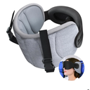 Travel Pillow for Airplanes, Airplane Pillow for Long Flight, Neck Pillow with Eye Mask for Sleeping, Portable Travel Pillow for Car Road Trip Headrest, Stop Bobblehead, Grey