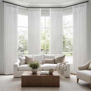 Beige White 102 Inch Extra Long Curtains for Sliding Glass Doors, Memory Shape Pleated Natural Linen Semi Sheer Light Filtering Privacy Boho Bedroom High Ceiling Windows Curtain & Drapes 4 Panels Set