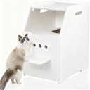 Top Entry Cat Litter Box, Tall Enclosed Enclosure Furniture with Stairs for Cats, Wooden Washroom with Filter for Kitty, Best Hidden, Dog Free, Odor Hiding Cabinet, 21.7 x16.1 x 28.7(White)