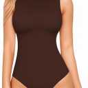 MANGOPOP Women's Mock Turtle Neck Sleeveless Tank Tops Bodysuit Leotard Clothing (Black, S)