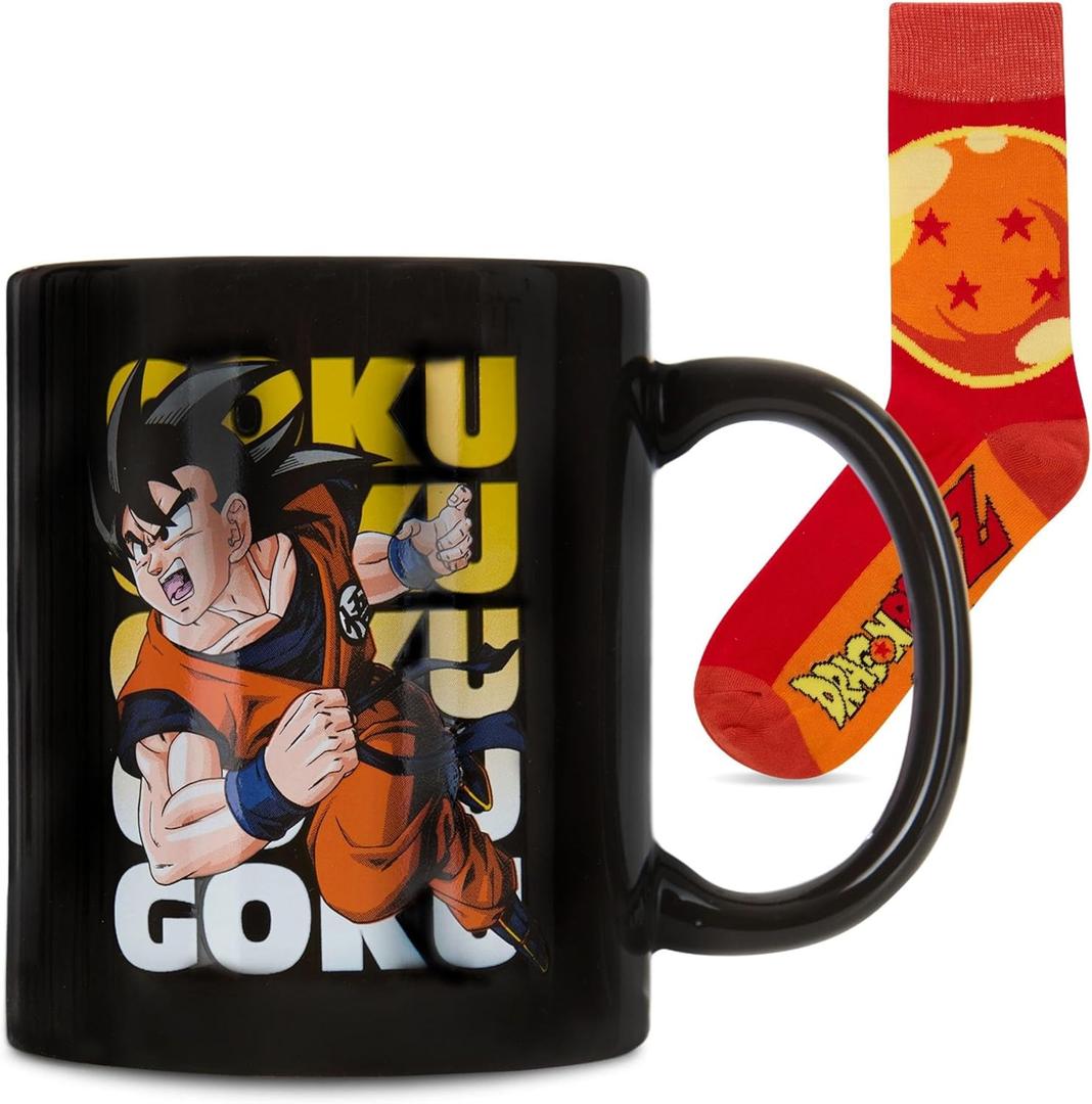 Culture Fly Dragon Ball Z 3-Piece Mug Gift Set, Socks, Christmas Ornament, Funny Characters Mugs, Stocking Stuffer, White Elephant Gag Gift