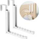 Over The Door Hanger Folding Clothes Drying Rack, Folding Hanging Coat Rack for Indoor Laundry Room Compact Small Space Foldable Portable Clothing Hanger Hook Collapsible- 2 Pack (White)