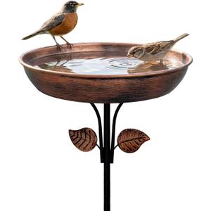 Metal Bird Bath for Outdoors, 12" Dia Bowl with Stable Upgrades Stake Birdbaths Garden Yard Lawn Decor 0.7 Gallon