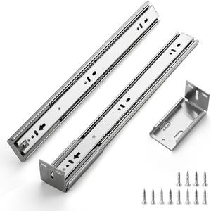 20 Inches Drawer Slides - 1 Pair Soft Close Drawer Slides Heavy Duty Side Mount Ball Bearing Brushed Nickel Drawer Rails with Mounting Brackets, Silver