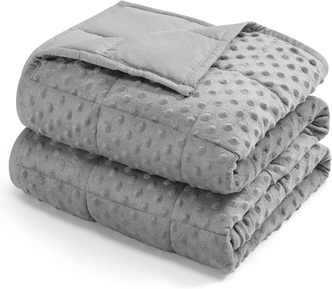Kivik Weighted Blanket 15 lbs for Adults, Minky Dot Heavy Blankets, Microfiber Reversible Weighted Throw Blankets for All Seasons, Machine Washable, 60"x80" Queen Size, Grey (60"x80"-15 lbs)