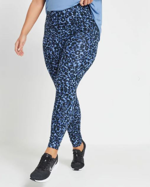 Yours Curve Blue Animal Print Swirl Active Leggings, Small