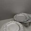 Uiifan 50 Pcs Silver Charger Plates Bulk 13'' Antique Plastic Chargers, about 13 inches in diameter