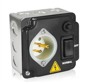 Interruptores de Transferencia para Generadores 20 A 120V,Suitable for Any Generator Type, Neutral generators, and Solar Systems, for Indoor, Outdoor, and RV use (Black)