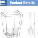 100 Pack 5 oz Plastic Dessert Cups with Lids and Spoons - Clear Yogurt Parfait Cups with Lids - Mini Dessert Shooter Cup with Spoons for Fruit Pudding Mousse Ice Cream Appetizer