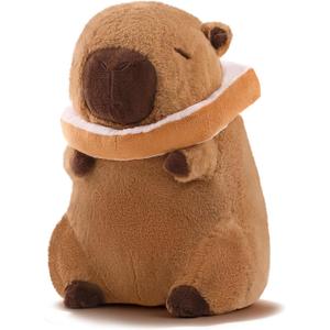 Capybara Plush Cute Capybara Stuffed Animal Kawaii Plush with Wearable Toast Headgear Bread Capybara Gifts Cute Plush Pillow Valentines Day Gifts for Kids Boys Girls 12 Inch