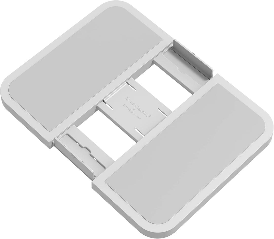 Couch Console Expandable Lap Tray with Armrest, Table for Laptop, Writing, Eating - Great for Car, Travel, Bed- Grey (11.4 x 11.4 x 0.8 inch, Gray)