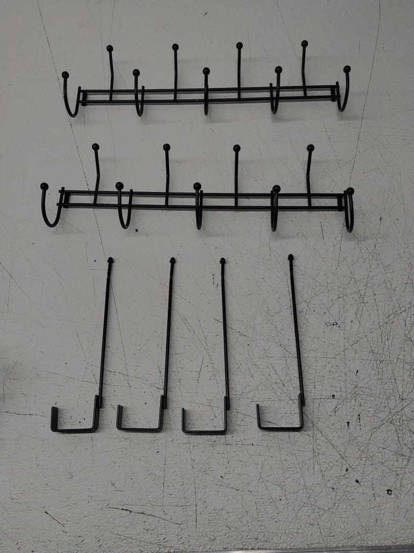Detachable Over The Door Hanger, Adjustable Drill Free 7 Hooks Hanger for Home and Office (Black)