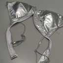 Women's Metallic Crop Tops Shiny Bralette Rave Bra Bikini Swimsuit Top (XX-Large)