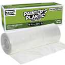 Painter's Plastic Film Heavy Duty 0.39 mil, 400' Length x 9' Width High, High Density Painters Plastic Sheeting Roll in Box with Dispense Hole for Easy Paint Plastic Covering (1 Pack)