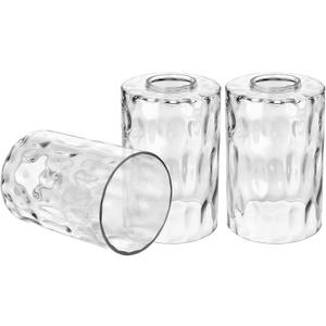 Canomo 3 Packs Hammered Glass Light Shade Cylinder Water Ripple Glass Lamp Shade Replacement 6 Inch Height Fit 2-1/4 Fitter for Wall Lamps Chandeliers or Ceiling Lamps