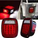 Tail Lights Assembly Replacement for 1979-2006 Wrangler TJ YJ CJ5 CJ7 Red Square Rear Combination Tail Lamps with Passenger and Driver Side Marker Stop Turn Signal Brake Lights DOT Certified, 2Pcs