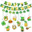 27PCS St. Patricks Day Decorations, St. Patricks Decor Happy Shamrock Patricks Day Banner Garlands Clover Hanging Swirls Irish for Home Store Saint Patrick Party