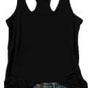 Womens Tank Tops Summer Racerback Graphic Tanks Beach Vacation Tops Loose Running Athletic Sleeveless Shirt Cami (Small, D-black1)