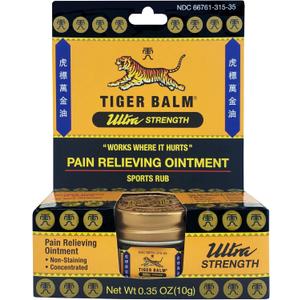 Tiger Balm Pain Relieving Ultra Strength, 10g  Soothing & Ultra Strength Muscle Rub Ointment  Non-Staining Sports Muscle Rub (0.35 Ounce (Pack of 1))