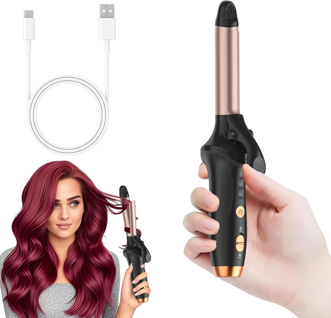 Cordless Curling Iron Hair Curler for use on Medium and Long Hair