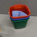 Matthew Red&Green&Blue Detergent and Sanitizing Cleaning Bucket 3 Quart Cleaning Pail, Set of 3 Square Containers, Built-In Spout w/Handle, Wash Rinse Sanitize Handwash Bucket, Incl.3Pcs Microfiber Cloths