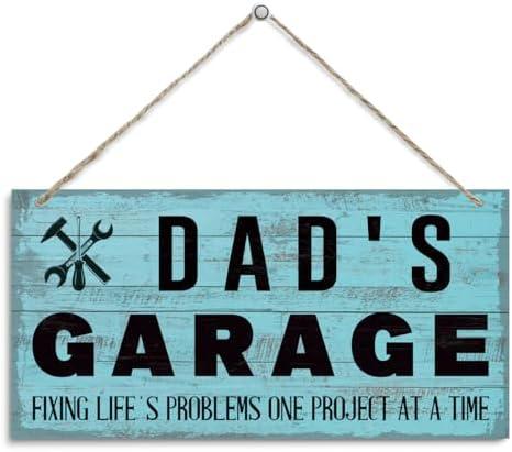 Pack of 3, Dad's Garage Sign, Wall Decor, Gifts for Dad, Rustic Hanging Wood Plaque Wooden Decorative Plaque, Tool Room Decor Farmhouse Sign 12x6 inch