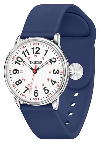 TKIIOER Nurse Watch for Nurse Medical Professionals Students Women Men, 50M Waterproof 12/24 Hour Military Time Luminous Easy Read Dial, Second Hand Watch for Nursing (Navy)