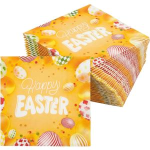 ibohr 50Pcs Happy Easter Napkins, Disposable Paper Napkins with Colorful Easter Egg Design - Perfect for Easter Party Supplies, Spring Brunch & Table Decorations
