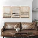 3 Piece Large Abstract Framed Wall Art, Neutral Beige Modern Art Wall Decor, Contemporary Minimalist Canvas Prints, Watercolor Paintings for Living Room Bedroom Dining Room Office 16x24 Inch