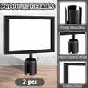Kigley 2 Pack Stanchion Sign Holder Portrait Top Stand Poster Landscape Display 8.5" x 11" Paper Size Double Sided Sign Frame with Cover for Crowd Control Sentry Stanchions Queue Barrier, Black
