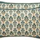 patdrea Designer Rectangle Throw Pillow Covers Set of 2,Rustic Vintage Blue Linen with Floral Pattern Pillow Cover,Decorative Lumbar Pillowcases Cushion for Bed Living Room Outdoor Car,12"x20"