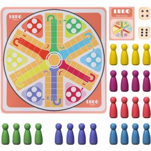 20 Inches Ludo Board Game,2-6 Players Ludo Game for Adults,Ludo & Parcheesi Board Games Suitable for Family Gathering & Party Night (Ludo Instruction Included)