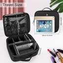 Relavel Travel Makeup Train Case Makeup Cosmetic Case Organizer Portable Artist Storage Bag with Adjustable Dividers for Cosmetics Makeup Brushes Toiletry Jewelry Digital Accessories Black