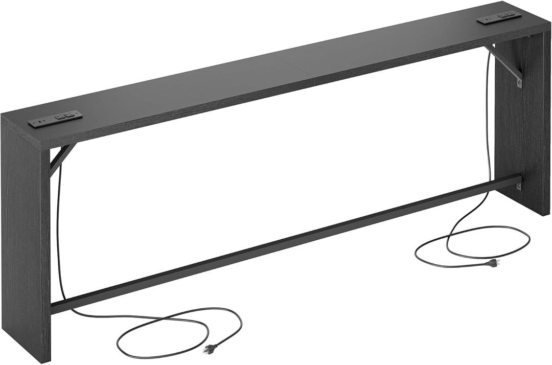 TIQLAB Sofa Table, 79''L x 9.1''W (1.2'' Thickness) Long Console Table Behind Couch, Entryway Table with Angled Metal Frame, Industrial Console Table, Black