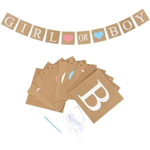 SUNBEAUTY Boy or Girl Banner Baby Shower Decorations Gender Reveal Bunting Flag Baby Gender Show Party Favors Pregnancy Announcement