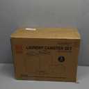 Glass Laundry Room Organization and Storage Set with Containers for Laundry Pods, Dryer Balls, Fabric Softener, Scent Booster Acrylic Dryer Sheet Holder Large Glass Jars Labels and Scoops, 2 Pieces