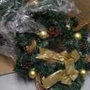 Ceenna 8 Pcs Lighted Christmas Wreath 14 Inch Pre Lit Artificial Christmas Wreath with Battery Operated LED Light and Timer for Xmas Front Door Outdoor Window Holiday Party Decor(Classic Bow)