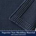 RESARE Waffle Bath Mat, Super Absorbent Non Slip, Machine Washable, Ultra Soft Boho Bath Rugs with Tassels, Upgraded Bordered Design, 17"x24" Navy