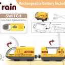 Battery Operated Train for Wooden Track, Electric Train Set Includes Remote Control Locomotive Train & Train Tunnel, Motorized Train Toy for Toddlers Compatible with Thomas, Brio, Chuggington