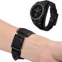 Compatible with Samsung Galaxy Watch 7/6/5/4/Watch 42mm/Watch 3 41mm/Active 40mm/Active 2/Gear S2 Classic/Sport /Fossil Q Gazer/Ticwatch 2/Garmin Vivoactive 3 Bands, 20mm Vintage Cuff Genuine Leather Band Strap for Men Women (Black)