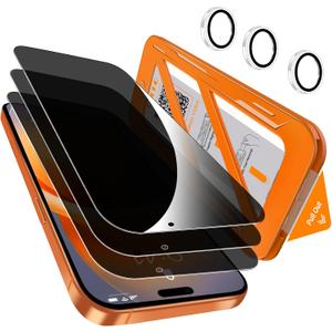 QHOHQ [1-Second Auto-Install] 3 Pack Privacy Screen Protector for iPhone 17 Pro Max [6.9 Inch] + 1 Set Camera Lens Protector, 25 Anti Spy Tempered Glass, [Military Grade Shatterproof], Case Friendly