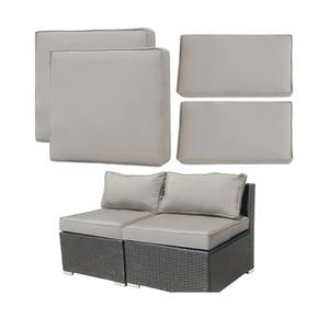 5 Pcs Rattant Sofa Cushion Covers 4x Seat Covers, 3 x Long Back Covers 2x Short Back Covers Grey