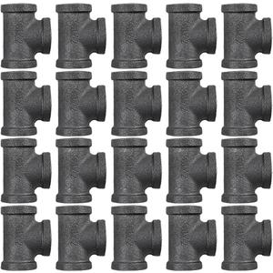 20 Pack 1/2 Inch Tee Threaded Pipe Fittings, Cast Pipe Fittings for DIY Furniture Decorative, Steampunk Industrial Vintage Style.