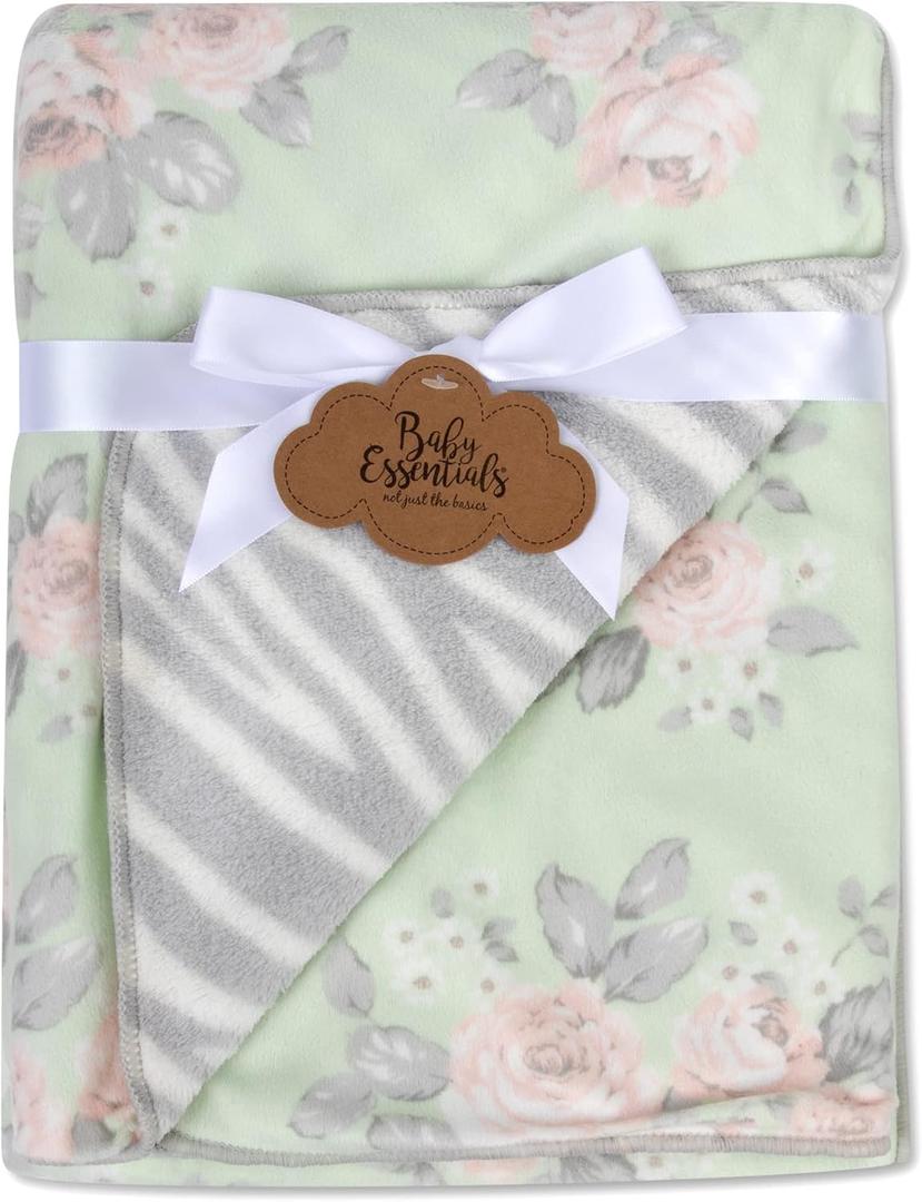 Sherpa Fleece Baby Blankets for Boys and Girls – Colorful, Reversible Baby Blankets for Newborns, Infants, Toddlers, and Nursery (Floral & Zebra), Crib