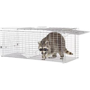 Animal Traps,Live Animal Trap for Cats,Raccoons,Rabbits,cat Trap for Stray Cats,Live Traps for Raccoons,Steel Foldable with Pedal Triggers (37.2 x 13 x 14.37 inches)