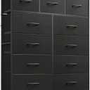 WLIVE Tall Dresser for Bedroom, Fabric Dressers Storage Tower, Dresser & Chest of Drawers Organizer Unit with 11 Drawers, Storage Cabinet, Hallway, Closets, Steel Frame, Wood Top, Charcoal Black