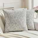 FUTEI Black Decorative Throw Pillow Covers 26x26 Inch Set of 2, Soft Chenille Tweed Textured Euro Pillow Shams, Modern Home Decor for Couch Bed Living Room