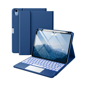Harvopu Compatible with iPad Air 11 Inch & Air 5th/ Air 4th Generation Case with Keyboard - Multi-Touch Trackpad, 7-Color Backlit, Detachable Folio Cover for Air 11-inch M3/M2 (2025/2024) (Navy Blue)